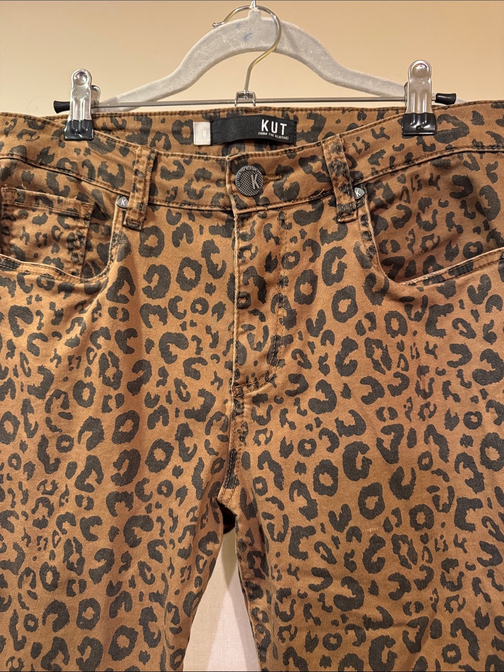 Kut from the Kloth Leopard Print Skinny Jeans - Brown and Black Frayed Ankles - Picture 2 of 4